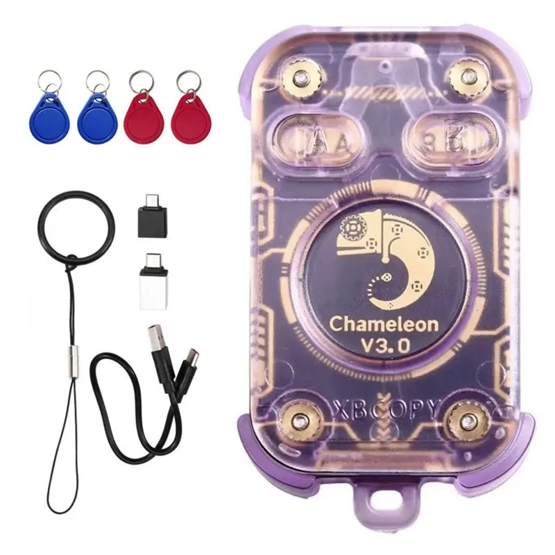 Chameleon V3.0 RFID Smart Chip Reader Smart Card Emulator Reader Writer ID IC 125K 13.56M Tag Copyer +4XUID Keychain
