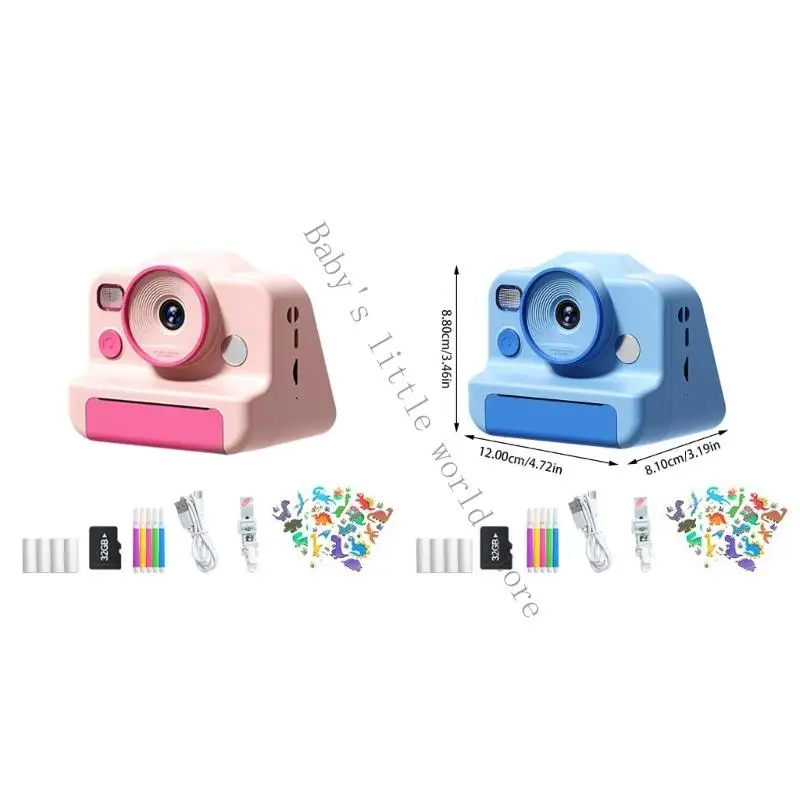 Kindercamera met onmiddellijk fotoafdruk 1080p video -opname 2.4in IPS -scherm B2EB