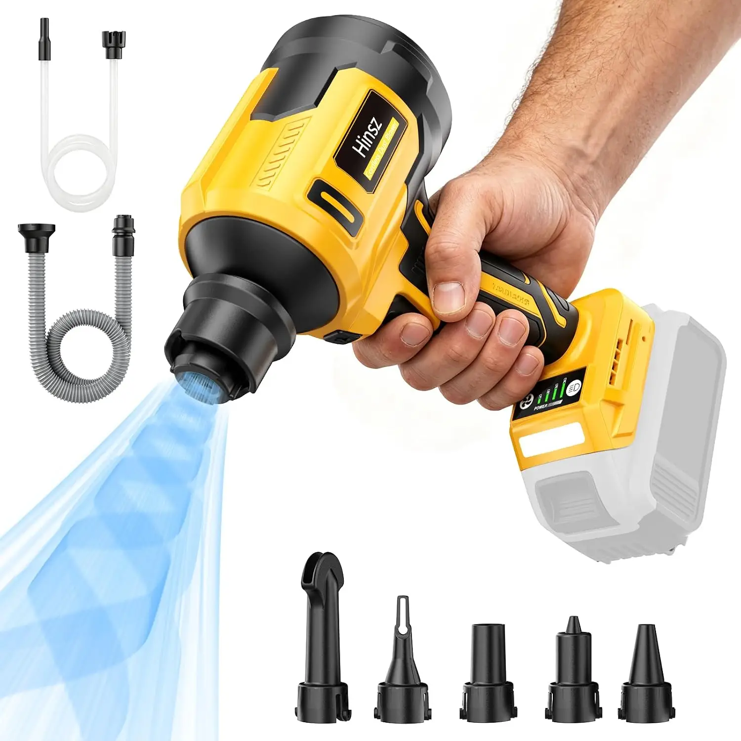 Cordless Air Duster & 4-in-1 Handheld Leaf Blower, Upgraded Version Works with 20V Battery, 120,000 RPM Brushless Motor, 4 Speed Settings, 500 MPH / 40 CFM for Computer and Keyboard Cleaning (Tool Only)