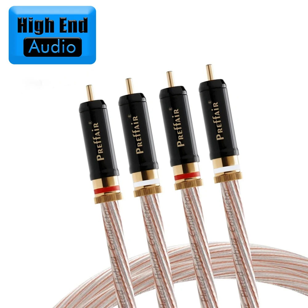 HiFi Audio RCA Cable 7N OCC Silver Plated Copper Line 12Square Gold-plate Self Locking RCA Plug RCA Premium Cable