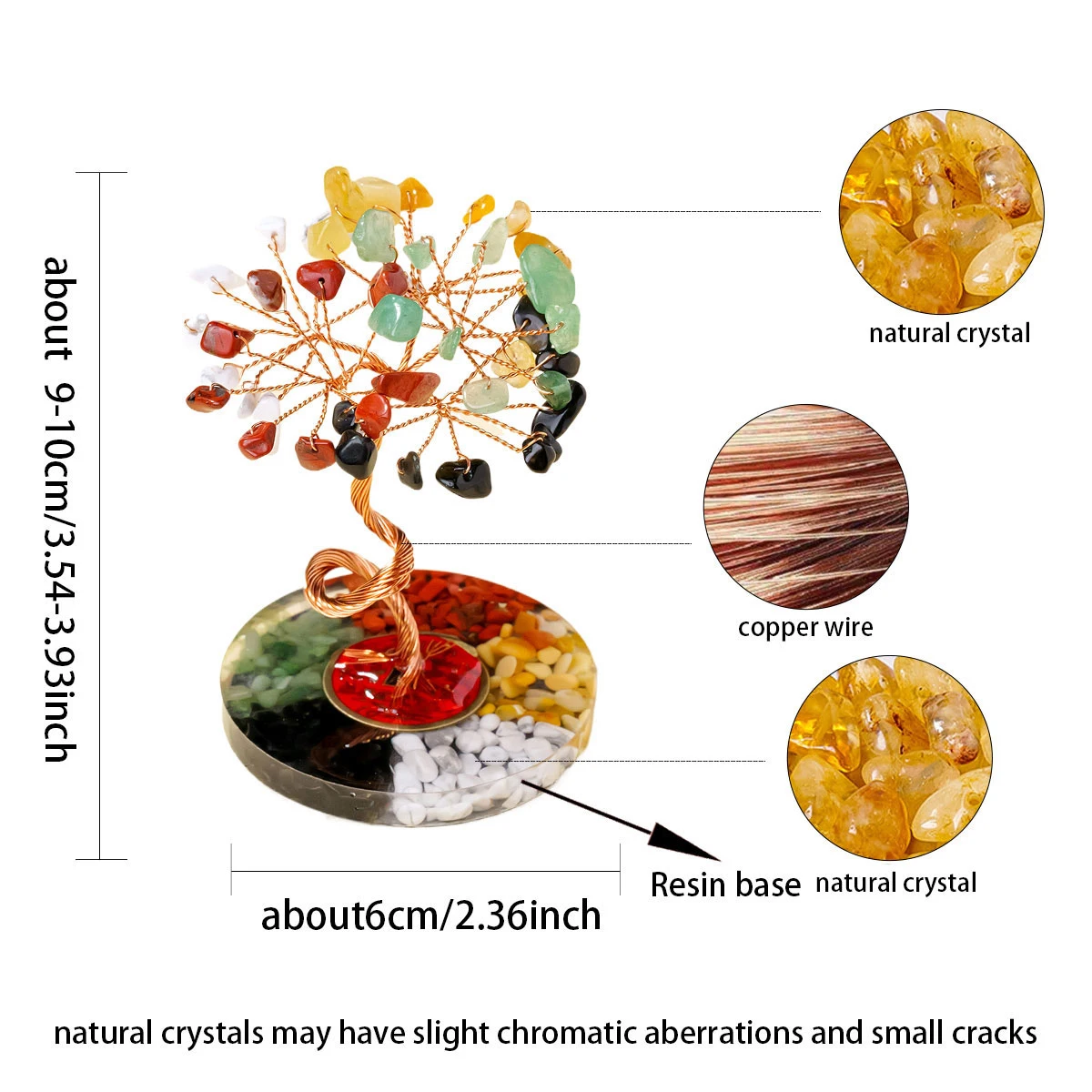 1PC Natural Stones 7 Chakra Healing Crystals Stones Tree Home Office Desk Living Room Feng Shui Decoration for Luck Home Decorat