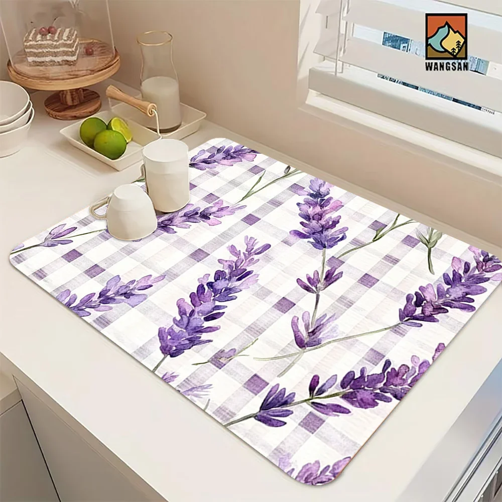 Patriotic Red Blue Heart Vine Mat Star Foliage Art Print Tableware Drying Mat Romantic Festive Kitchen Counter Decor Mat
