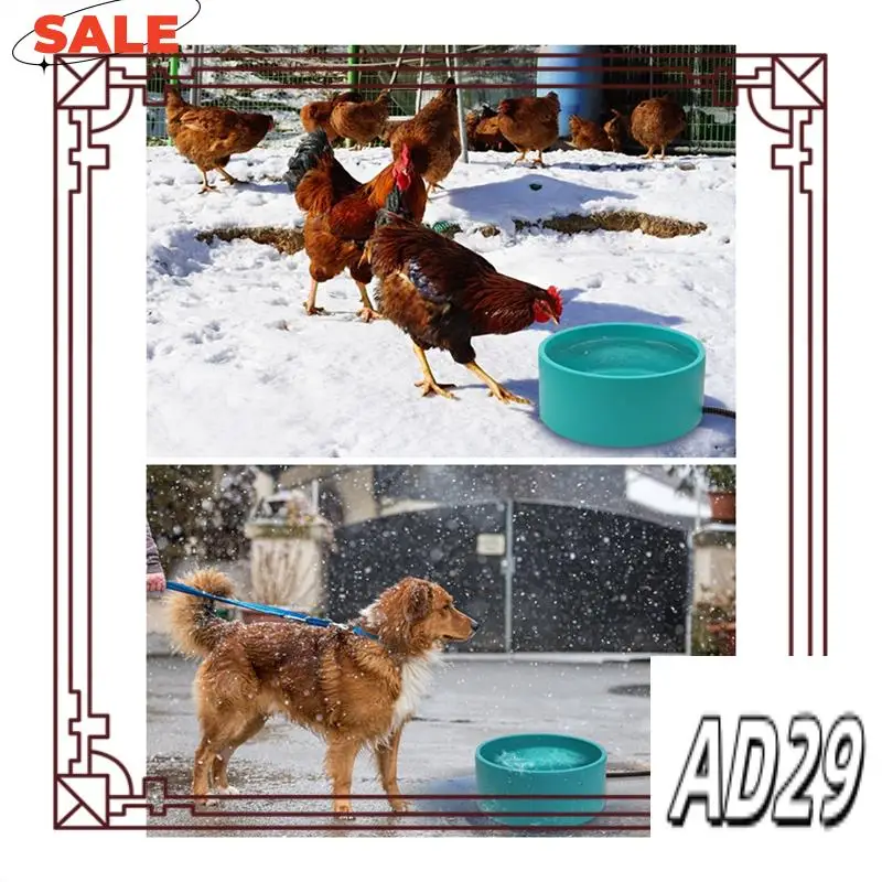 

D9-Heated Pet Bowl - 3.2L For Dog Cats, Heated Pets Bowl, Outdoor Water Bowl For Chicken Duck Squirrel US Plug 25Cm