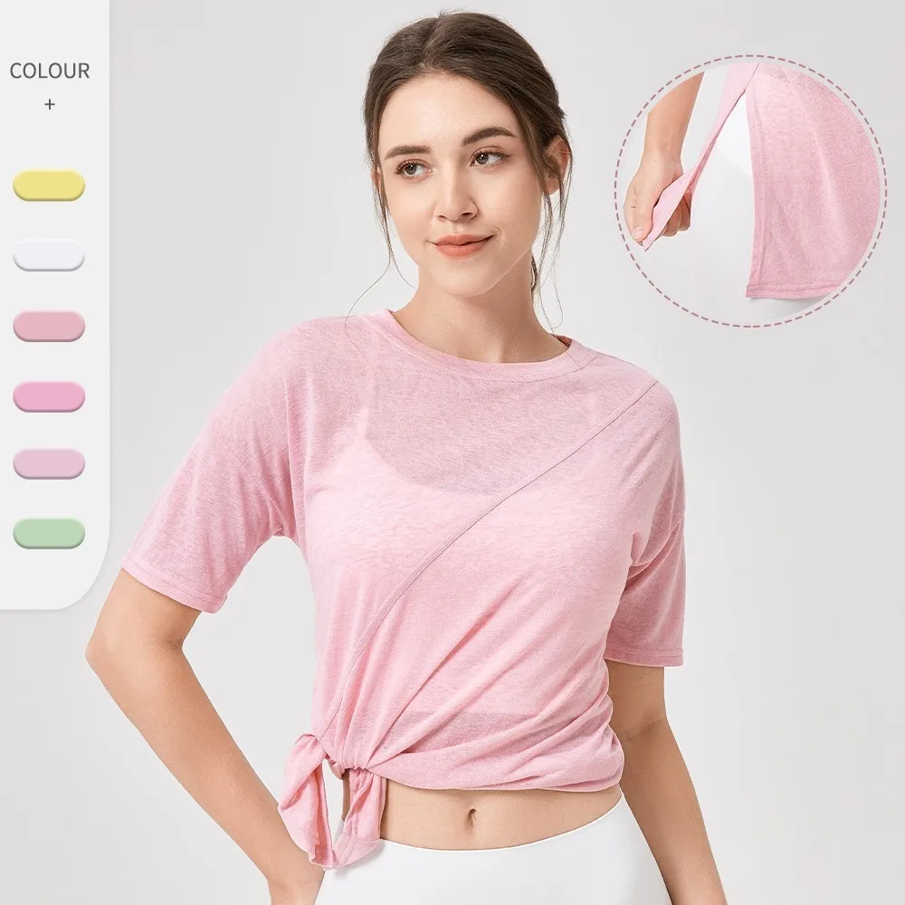 Women Lightweight Yoga Cover Up Loose Breathable Short Sleeve Top Running Pilates Fitness Casual Tee