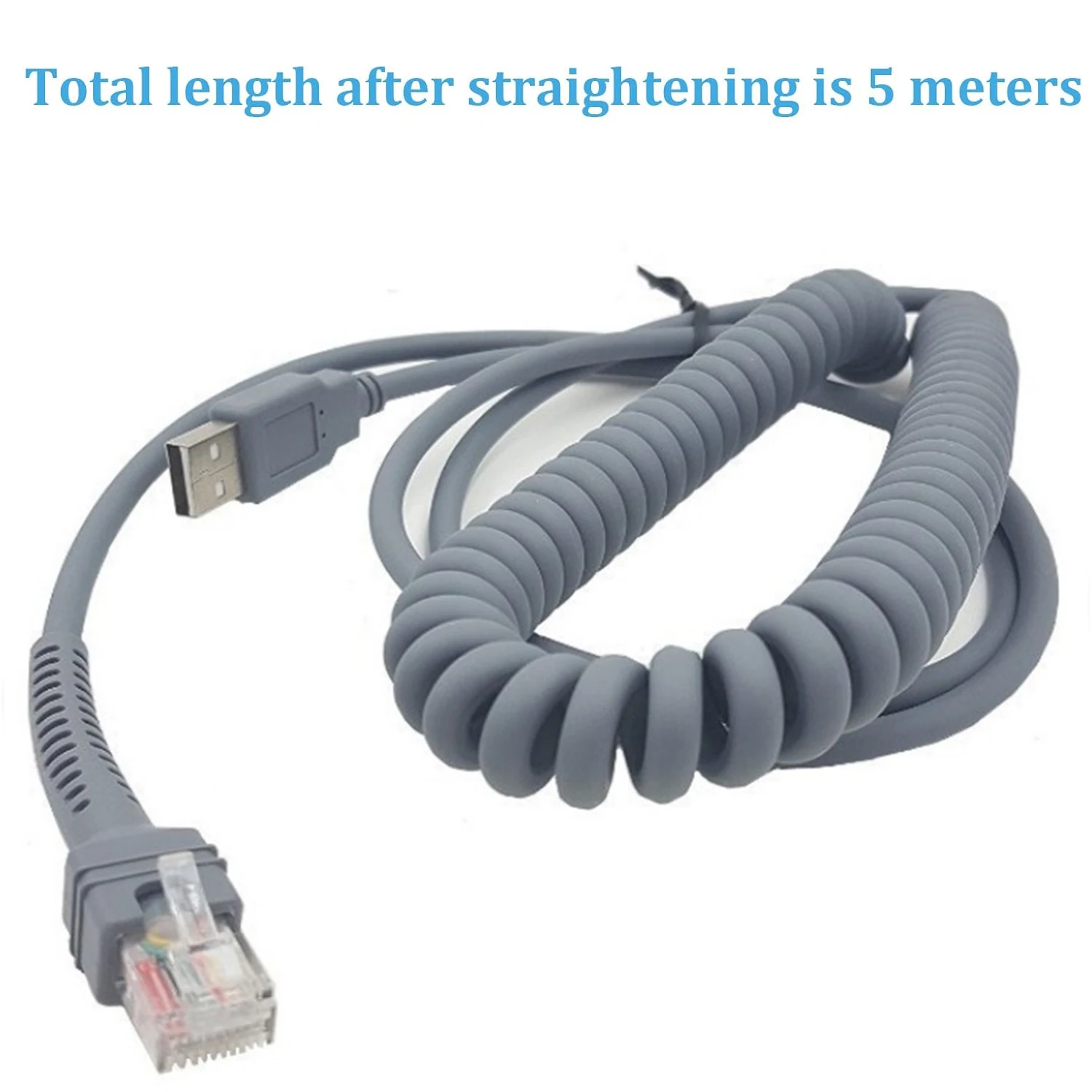 USB Cable for Symbol Zebra Motorola Barcode Scanner, USB to RJ45 Cable, CBA-U01-S07ZAR LS2208-SR DS2208 DS2278 DS8178 DS9208