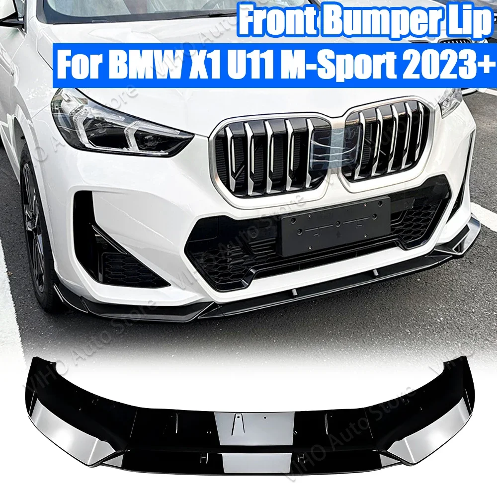 

Car Front Bumper Lip Splitter Diffuser Bumper Canard Lip Tuning Body Kits For BMW X1 U11 M-Sport 2023+ Black Carbon