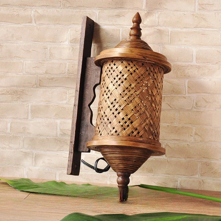 

Southeast Asia Wall Lamp Thailand Handmade Bamboo Lamp Club Hotel Aisle Vintage Ornament Wall Lamp Lighting
