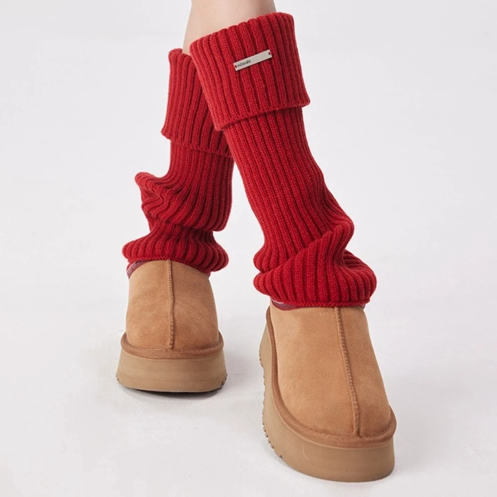 

Knit Weave Red New Year Leg Warmers Chinese New Year Zodiac Year Socks Lolita Boots Cover Good Luck 36/38/43cm Long Tube Sock