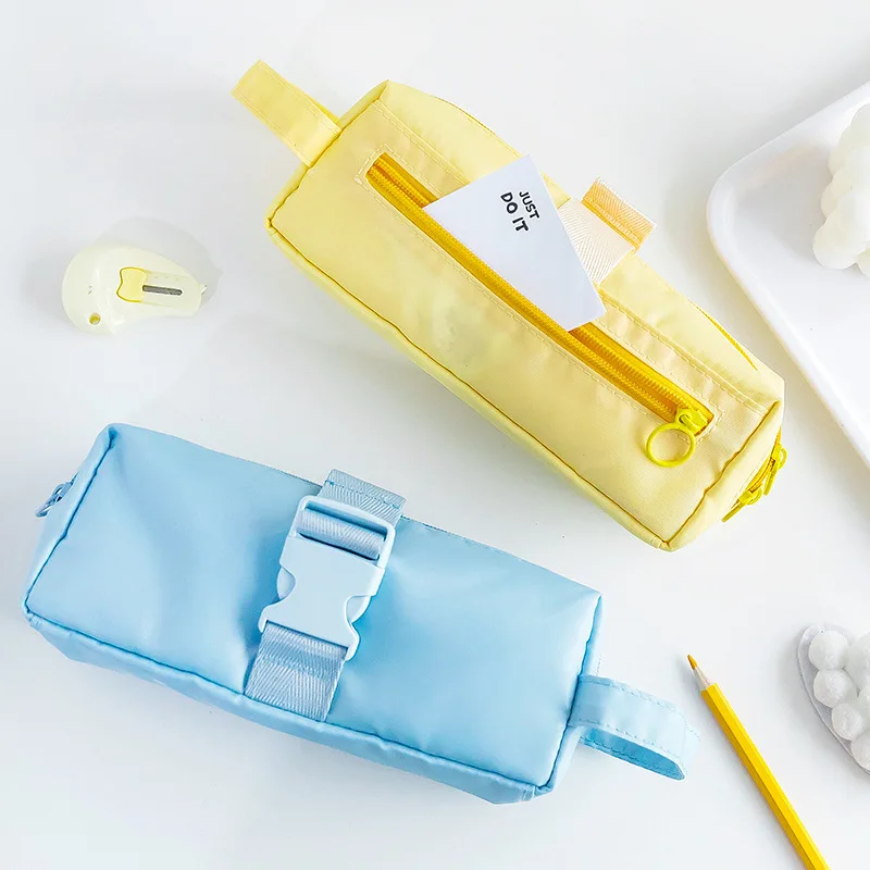 Minimalist Large Capacity Pencil Case - Stylish Snap Closure with Multiple Compartments for School Students