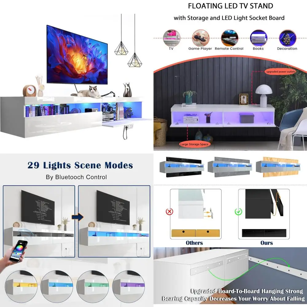 floating tv stand with led lights,71