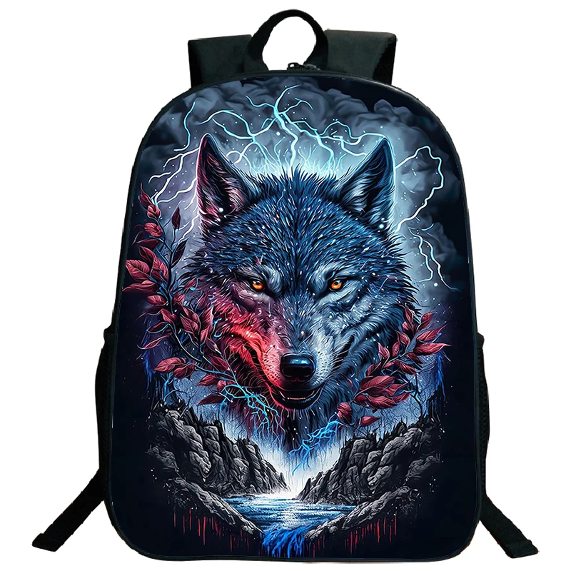 The Norse Wolf Print Backpacks Student Boys Girlls Waterproof Bookbag Space Wolf Backpack Casual Rucksack Children School Bags