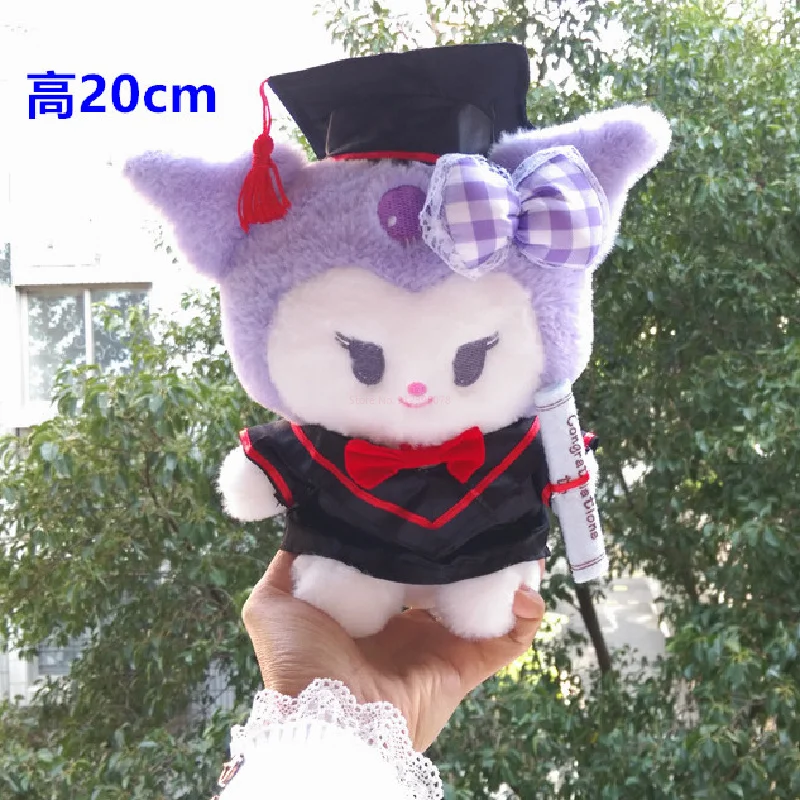 Sanrio Cinnamoroll Kuromi Hello Kitty Plush Graduation Season Toy Cartoon Soft Stufffed Doll Anime Decor Toys For Children Gift