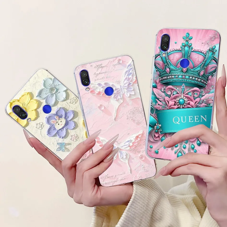 For Xiaomi Redmi Note 7 Pro 7S Case Butterfly Soft Clear Silicone Shockproof Back Cover For Xiaomi Redmi Note 7 S 7Pro Funda New