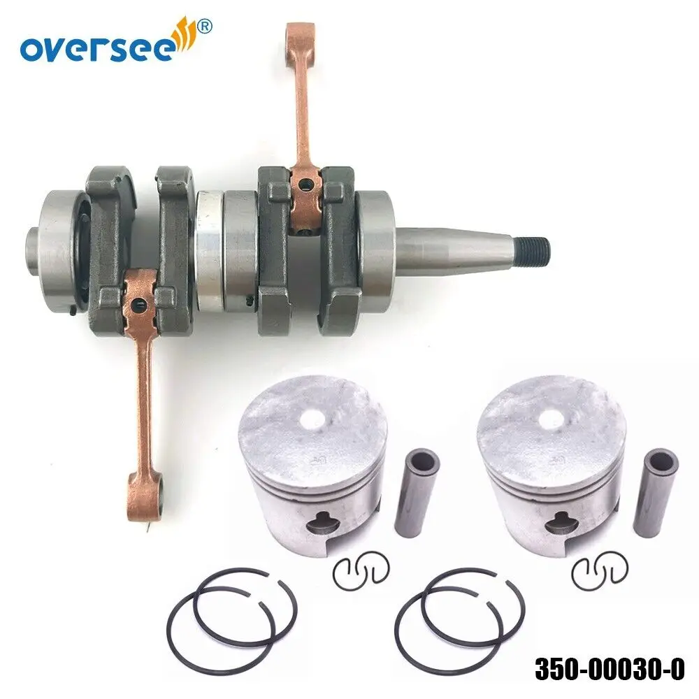 Oversee 350-00030-0 Crankshaft Assy & Piston 350-00001 &Ring For Tohatsu 9.9 15 18HP M15