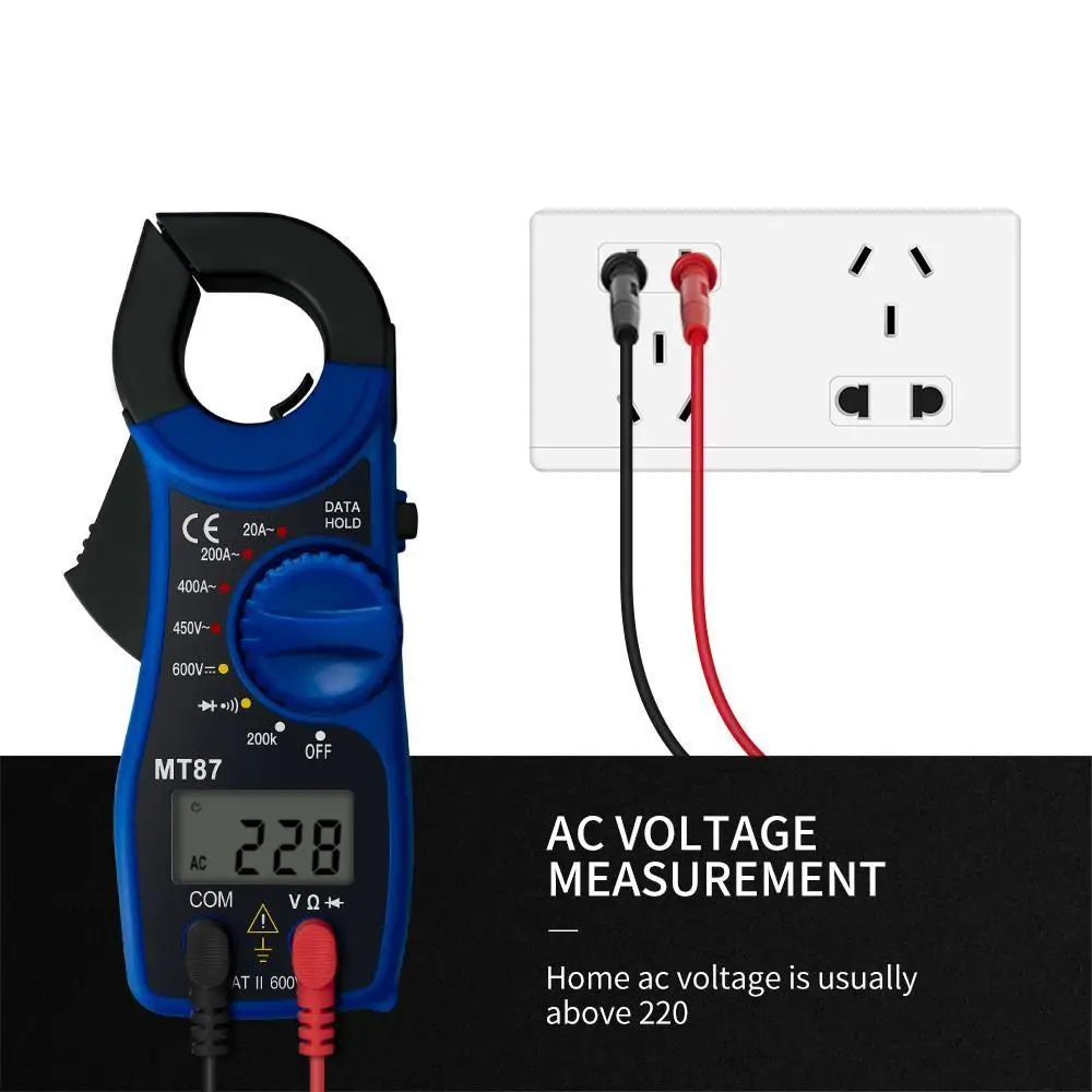 2024 Professional Portable Mt87 Digital Clamp Meter Multimeter Dc Ac Voltage Current Tongs Resistance Amp Ohm Tester Electronic