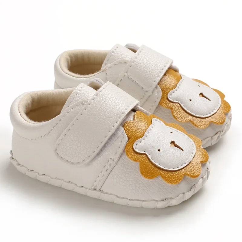 Meckior Baby Shoes Cute Lion Pattern Soft PU Non-slip Rubber Sole Newborn Comfortable Baby Boy Girl Walking Shoes 0-18M