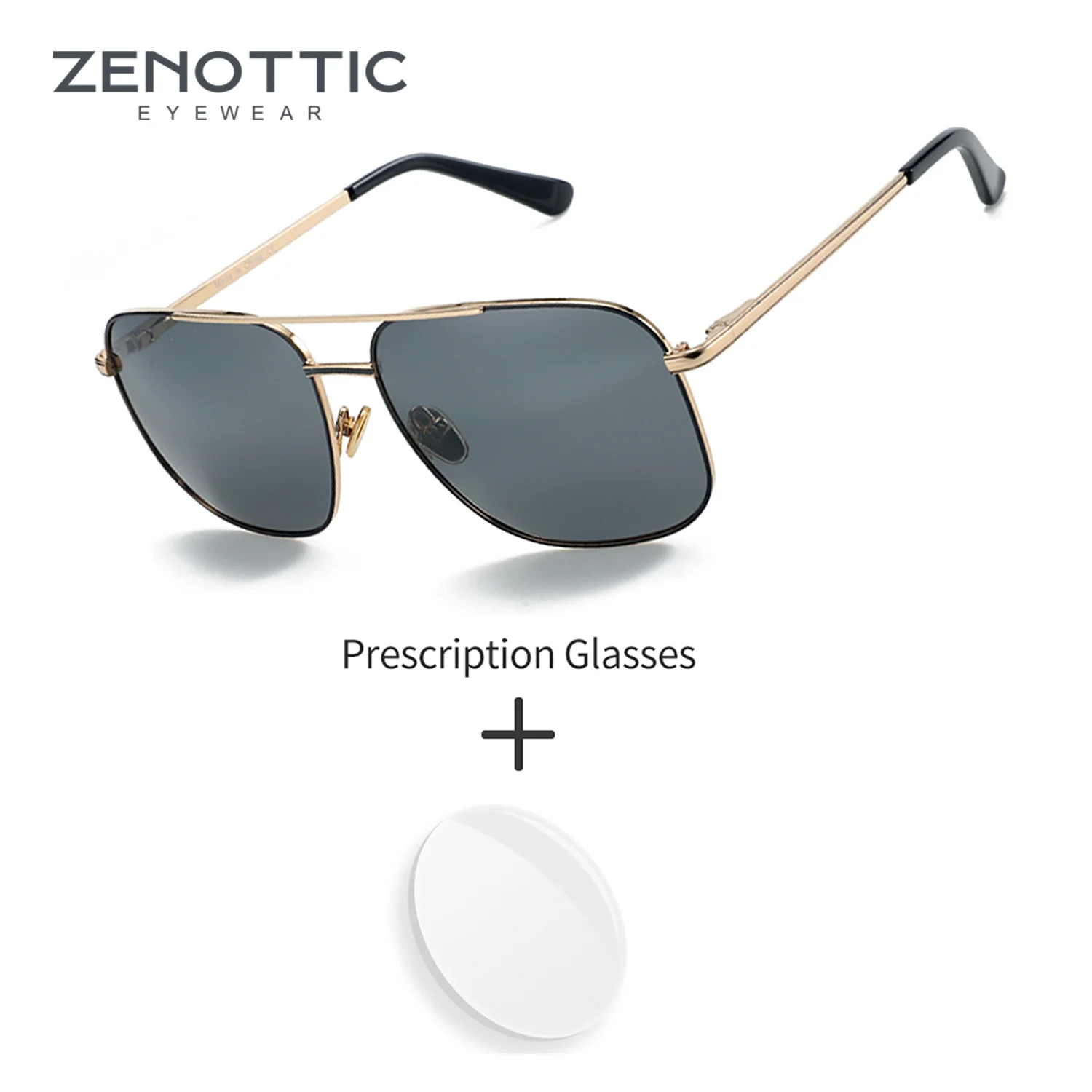 ZENOTTIC Pilot Metal Prescription Sunglasses Men Polarized UV400 Optical Lenses with Recipe Male Sun Shades Eyewear