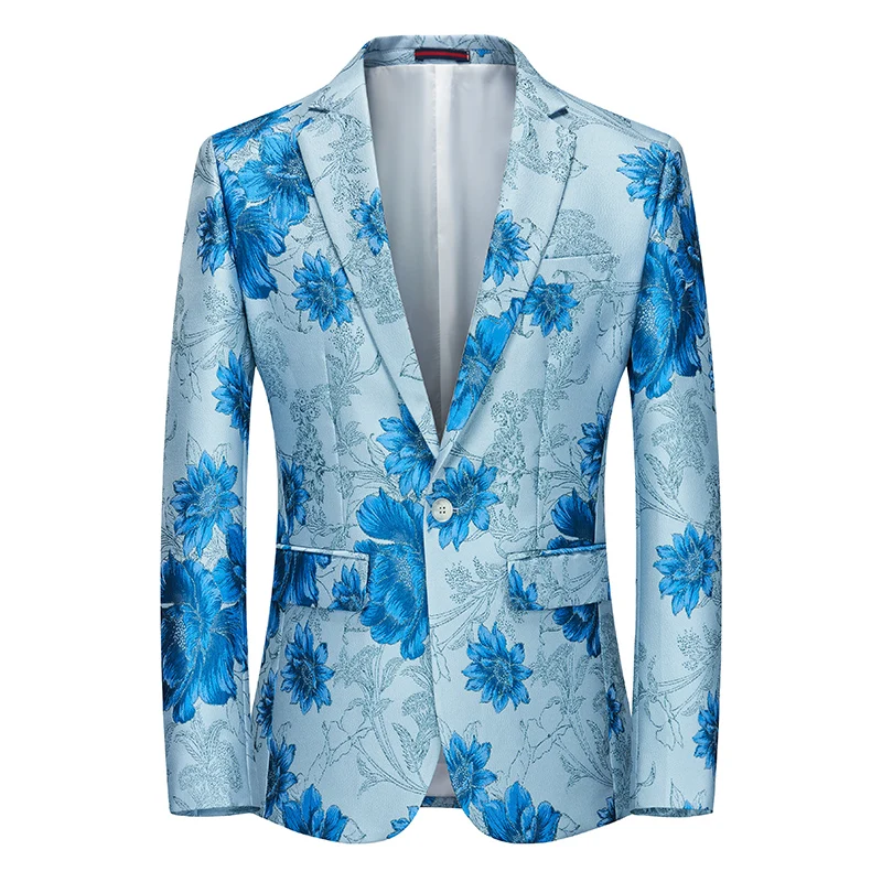 2025 French-Style Light Luxury Fashion Patterned Blazer for Men, Personal Stage/Performance Banquet Business Casual Men's Jacket