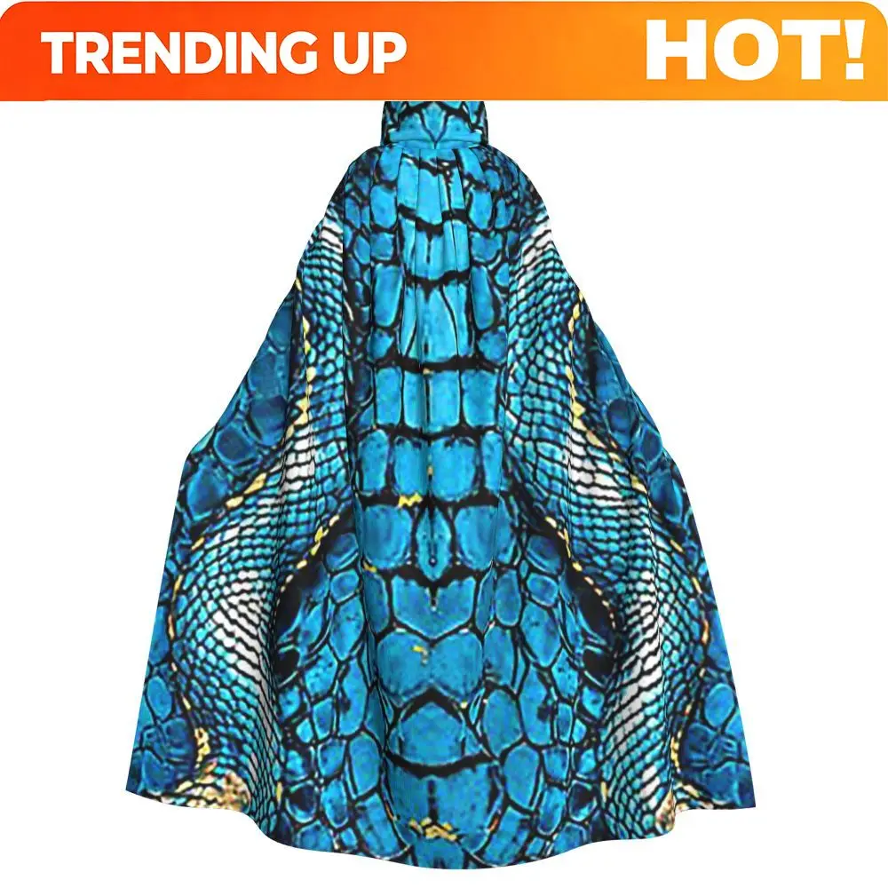 Customization Snake Skin Copper Snake Serpent Animal Print Viper Fashion Long Hooded Cloak Witch Cosplay Cape HalloweenParty Adu