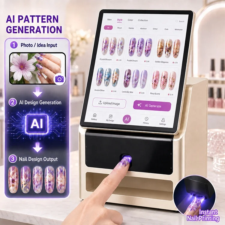 Beauty 2026 New 3D AI Digital Nail Printer Machine for Nail Salon Custom Logo Photo Nail Printing Equipment