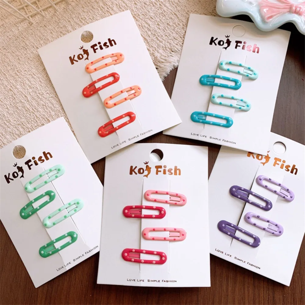 4pcs Children's Colored Polka Dot Hairpin Sweet Girl Oval BB Clip Baby Barrettes Bangs Side Clip Hairpin Hair Clip Kids Headwear