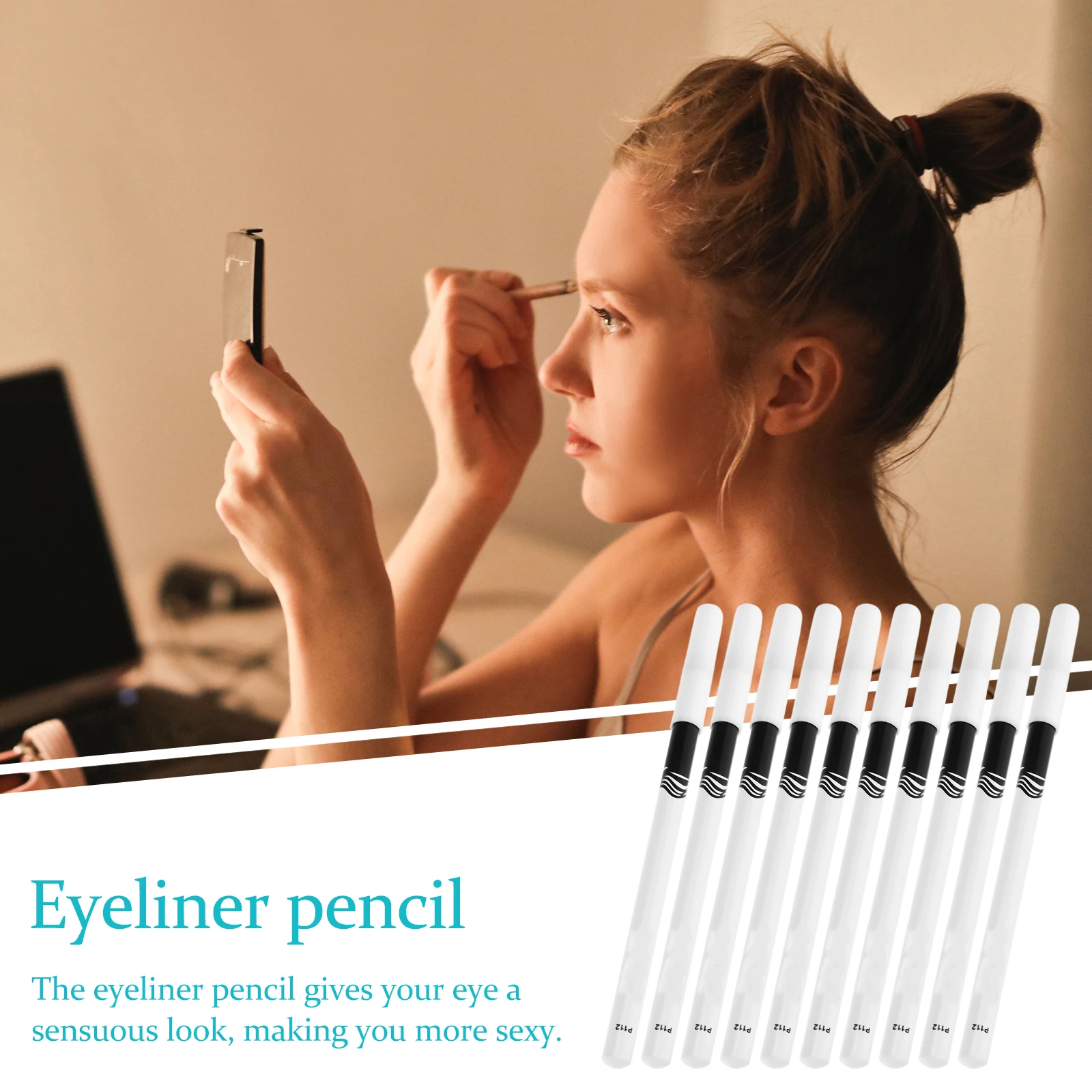 10Pcs 아이라이너 펜슬 하이라이트 하이 클래스 안전하고 오래 지속되는 아이 메이크업 아이라이너 여성용 세트