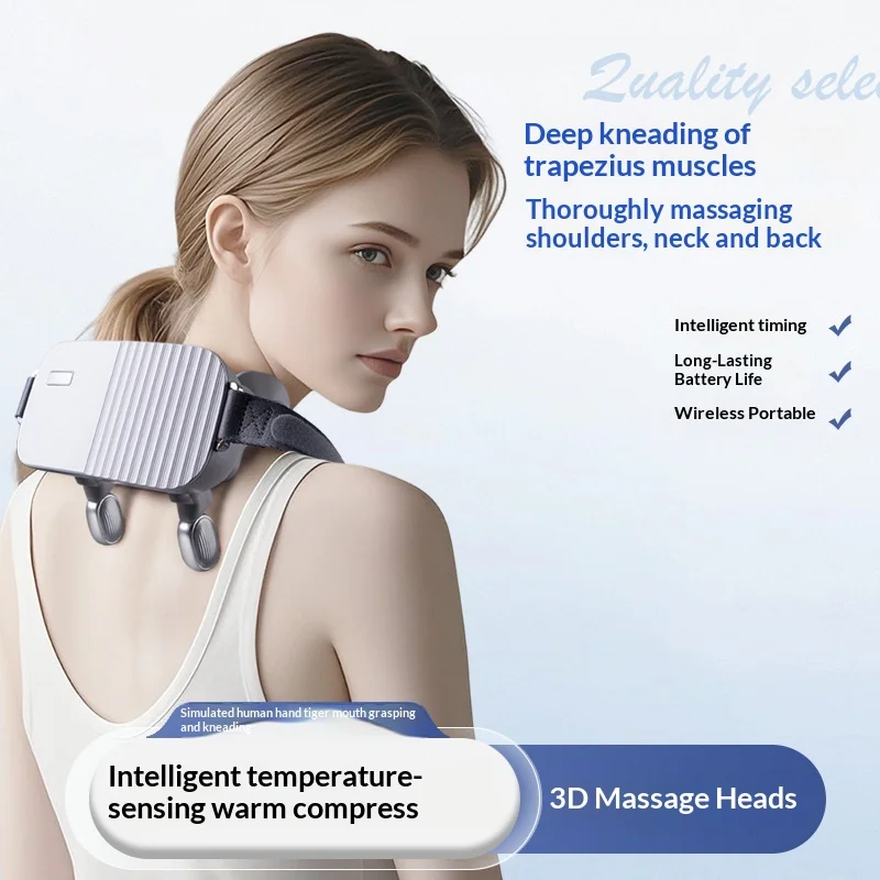 Hot Compress Shawl Neck Massager Dual-Use Rechargeable Kneading Massage with Timing Function