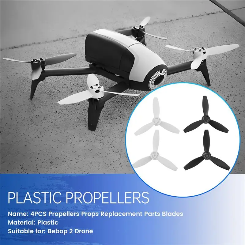 ABLL-4 Propellers Props Replacement Parts Blades For Parrot Bebop 2 Drone Black White