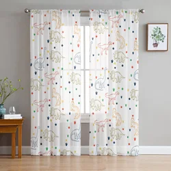Jurassic Cartoon Dinosaur Children Tulle in Sheer Curtains for Living Room Bedroom Kitchen Window Treatment Chiffon Curtain