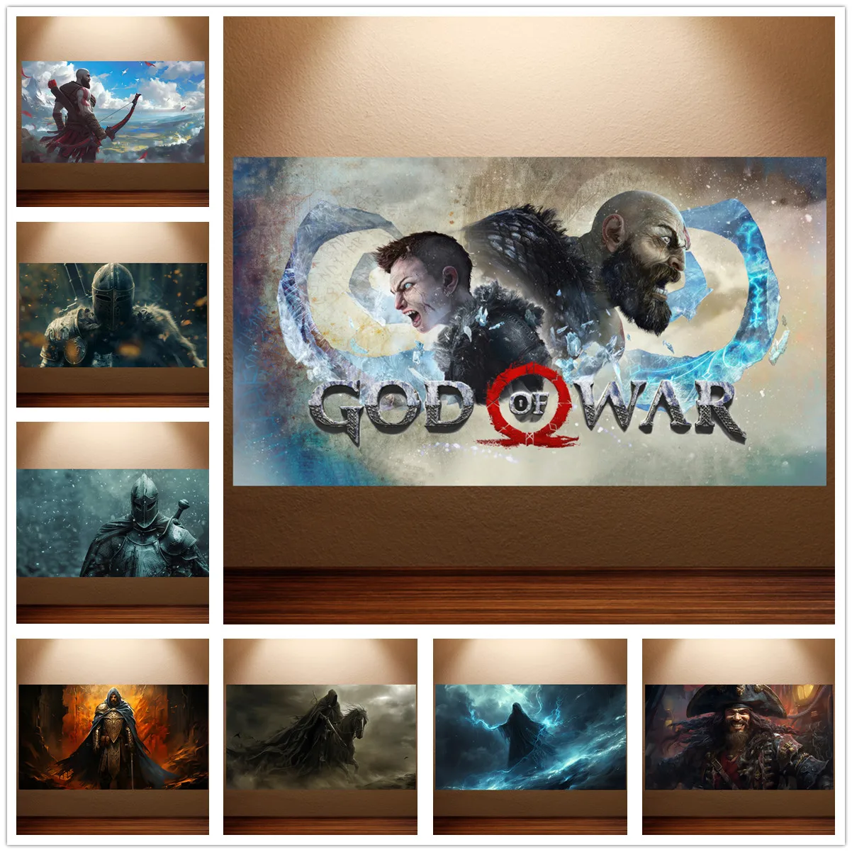 God of War Poster Kratos GOD Warrior Retro Classic Game Poster Canvas Wall Painting Game Room Wall Decor Room Wall Art Stickers