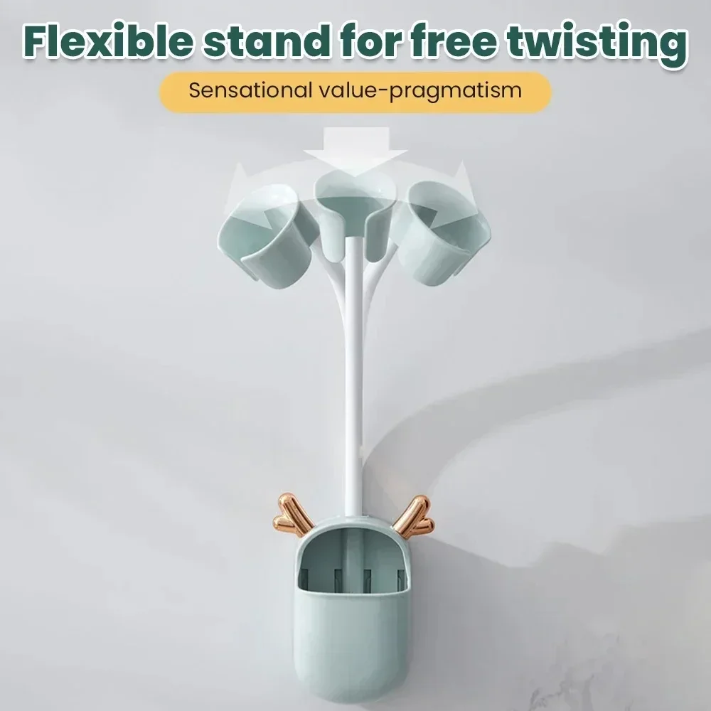 Fawn Hair Dryer Holder Flushless Hair Dryer Wall Mounted Hair Dryer Holder Hands-Free Lazy Holder Adjustable Trolley Holder