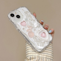 Korea Silve 3D Butterfly Cartoon Heart Phone Case For iPhone 16 15 14 13 12 Pro Max Luxurious Lovely Soft Shockproof Back Cover
