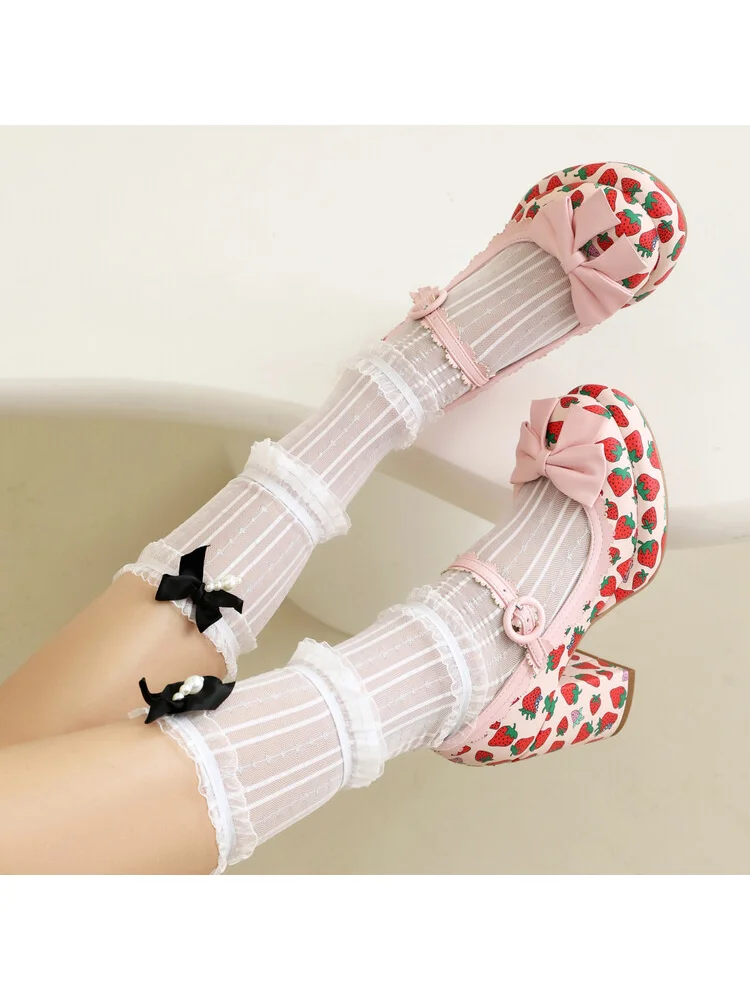 2025 Spring/summer New Single Shoes Lolita Girl Sweet And Cute Pink One Line Buckle With Girl Princess Lolita Shoes For Women