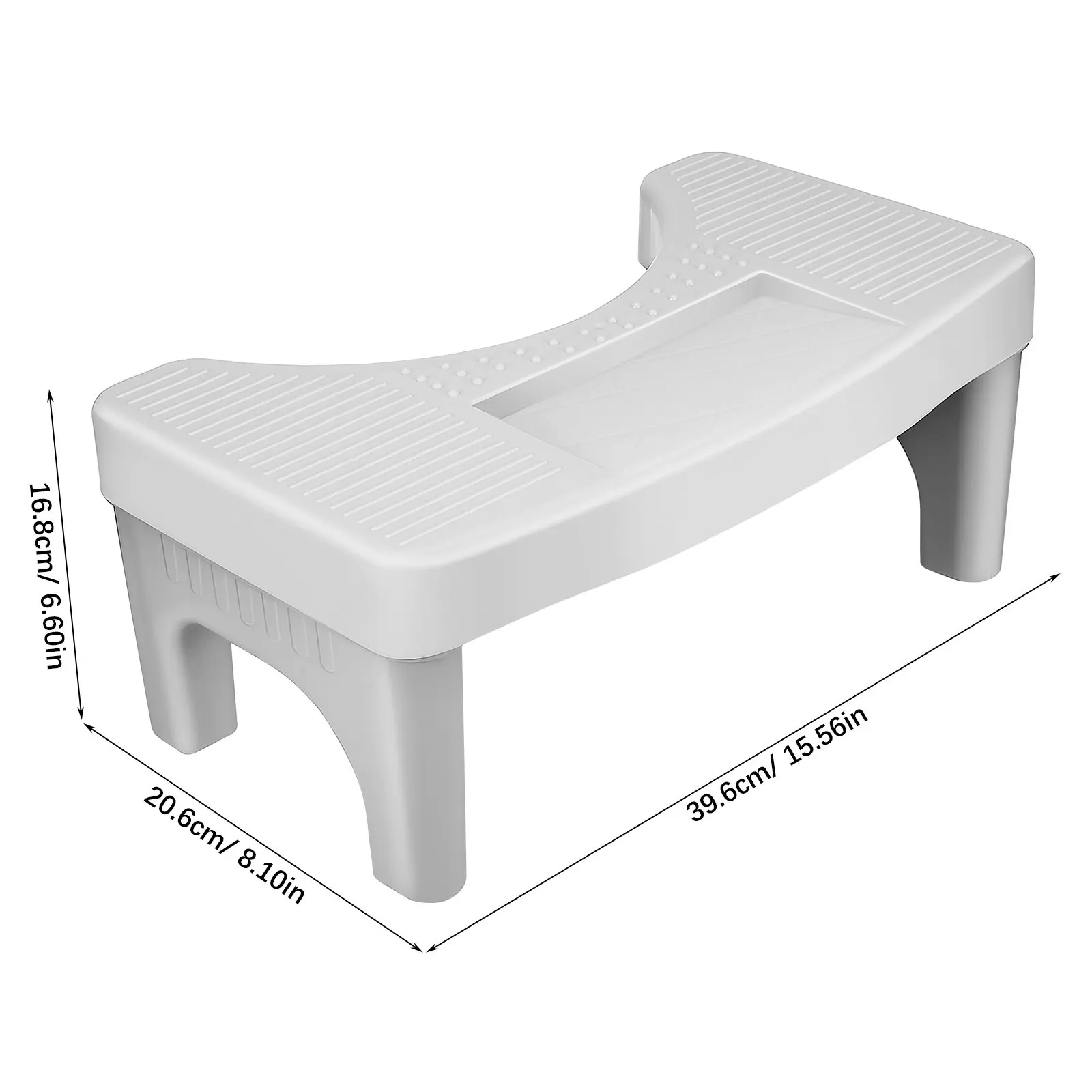 Adult Toilet Stool White Plastic Bathroom Footstool Step Stool for Pooping Squat Posture Non Slip Bottom PP Material Easy Clean