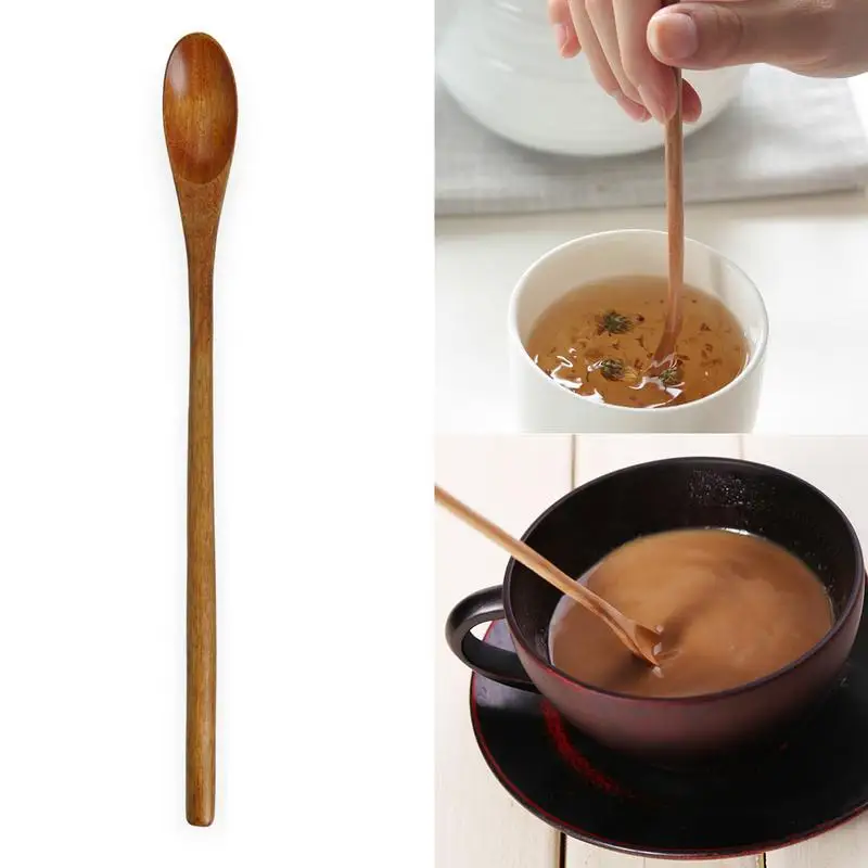 Stirring Spoon 1pcs Wooden Long Handle Spoon With Smooth Streamlined Design Household Mixing Stir Spoon Supplies