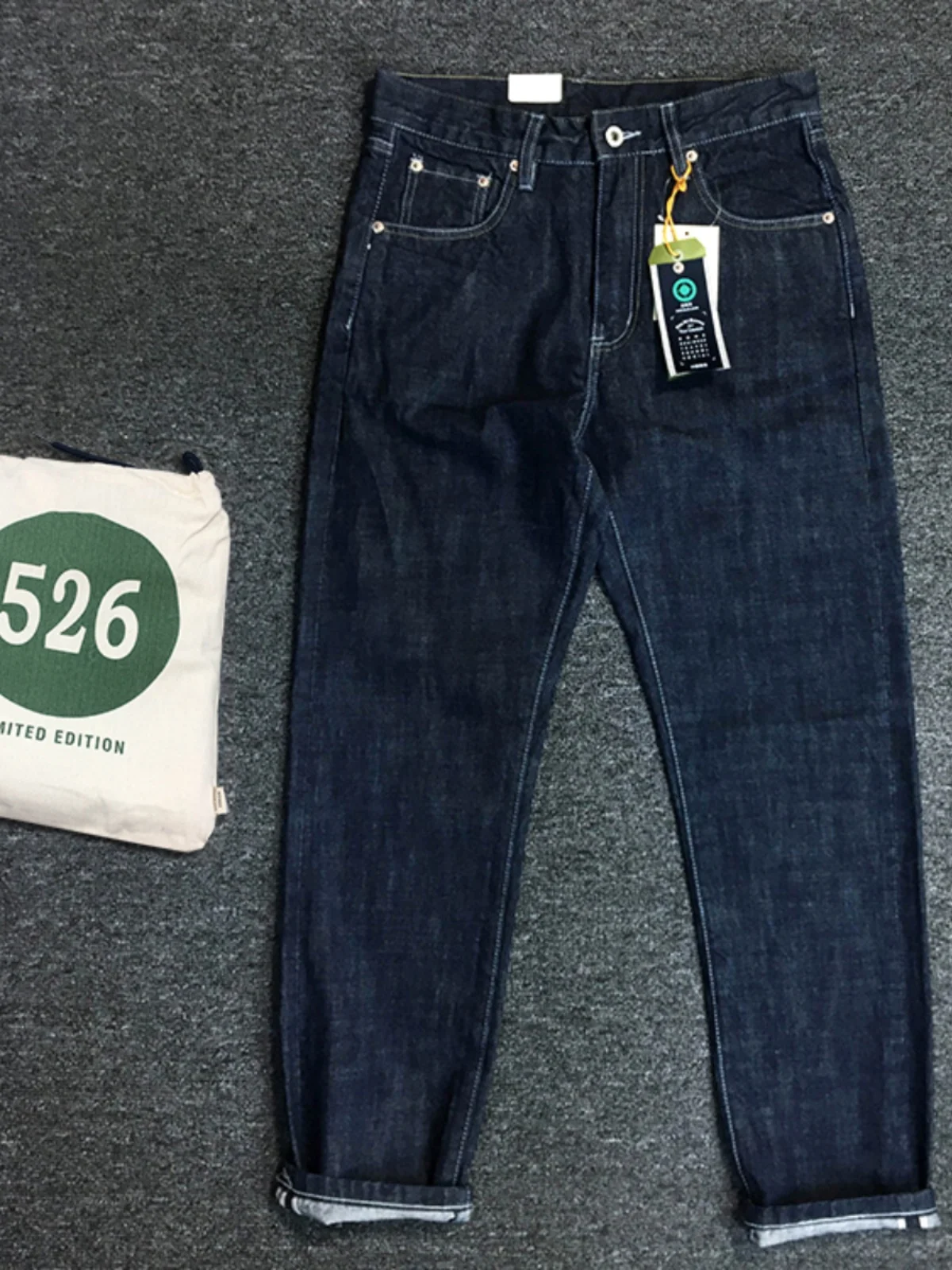 

High-End Pure Cotton Red Indigo Waed American Retro Loose Straight Leg Men's Jeans Trendy Brand Casual Faion