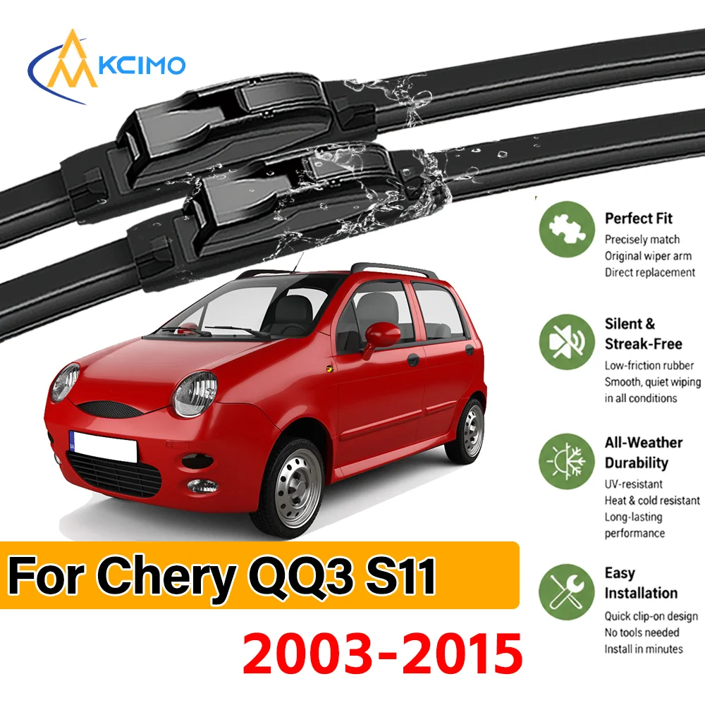 2PCS Car Front Wiper Blades For Chery QQ3 S11 2003–2015 Crystal Clear Visibility & Enhanced Driving Safety