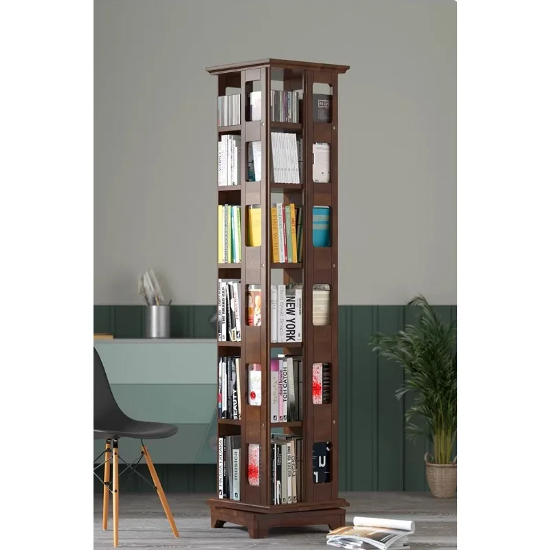 Rotating bookshelf 360-degree bookcase Solid wood children's simple floor shelf against the wall Simple storage Student home