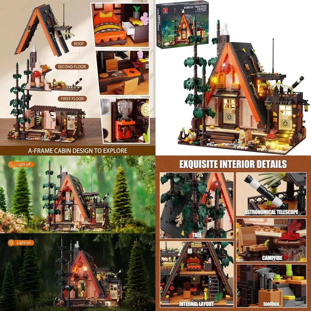 ชุดสร้างบ้านไม้พร้อมไฟ LED 1800 ชิ้น รุ่นบ้านต้นไม้ STEM ของขวัญวันเกิดที่เหมาะสำหรับเด็กอายุ 8-12 ปี