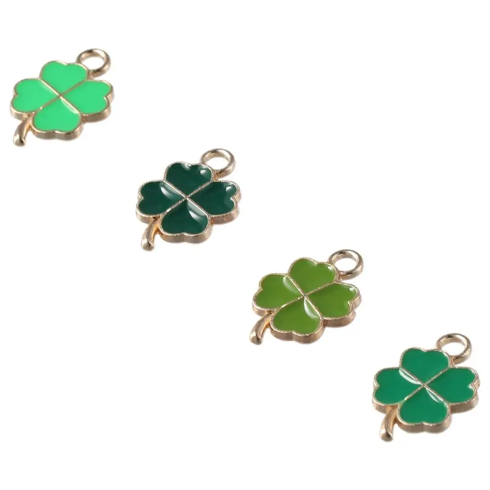 48pcs 11x18mm Four Leaf Clover Charm Pendants Alloy Four Leaf Clover Cute Small Enamel Pendants 4 Different Colors