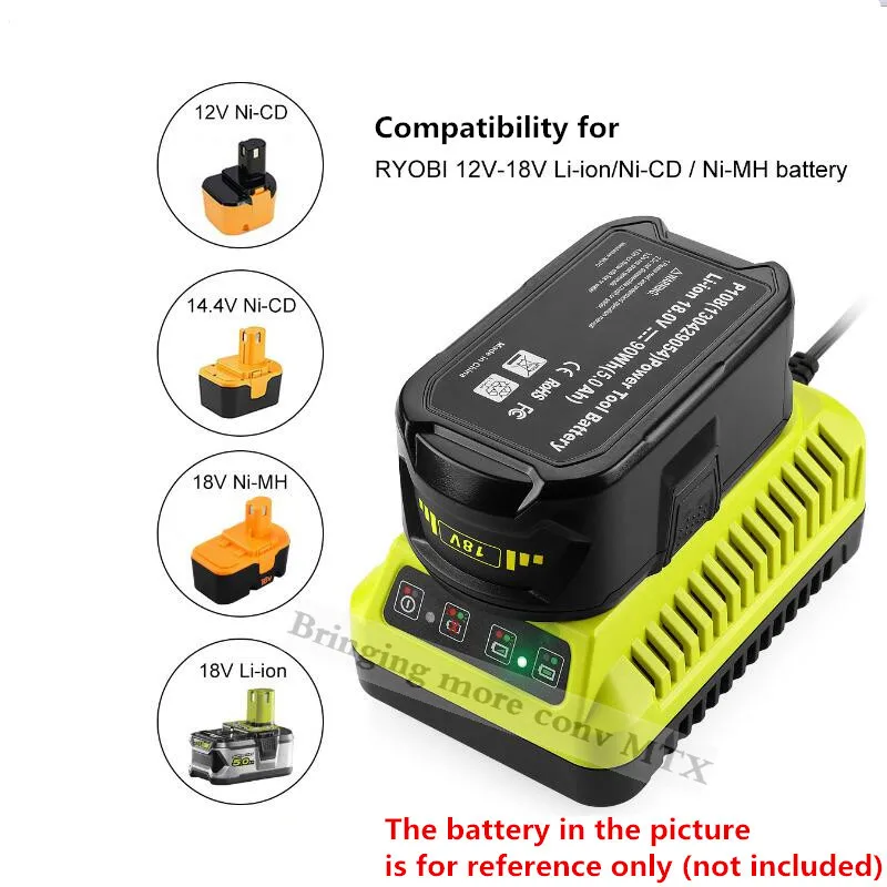 For Ryobi Replacement Charger for Ryobi Ni-CD Ni-MH Li-ion 14.4V 18V Battery P107 P108 P108 ONE+ P110 fast charging 3A Hotsell