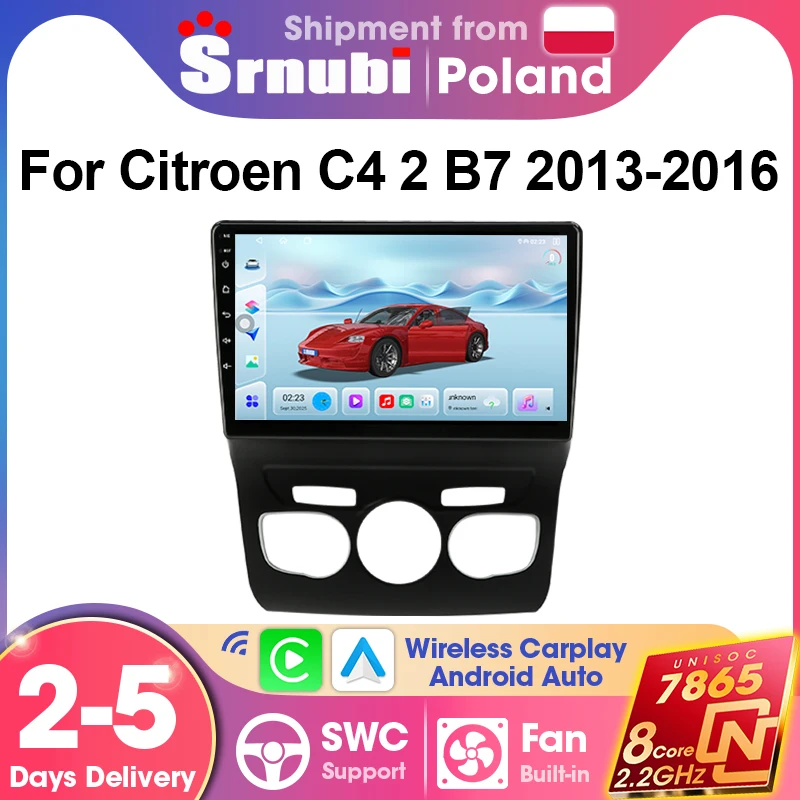 Srnubi 2 Din pour Citroën C4 2 B7 2013-2016, navigation GPS, autoradio Android Auto, unité centrale multimédia, Carplay, WIFI, 4G, bouton d'éclairage, prise en charge SWC, Bluetooth 5.4, systèmes intelligents automobiles, accessoires