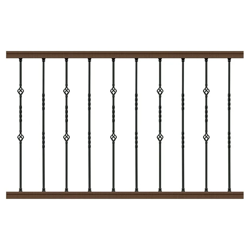 Baluster aus Eisen – Trappenbaluster aus Schmiedeeisen – doppelt gedrehte Metallspindeln – 44" x 1/2" – 10er-Box (satinschwarz)