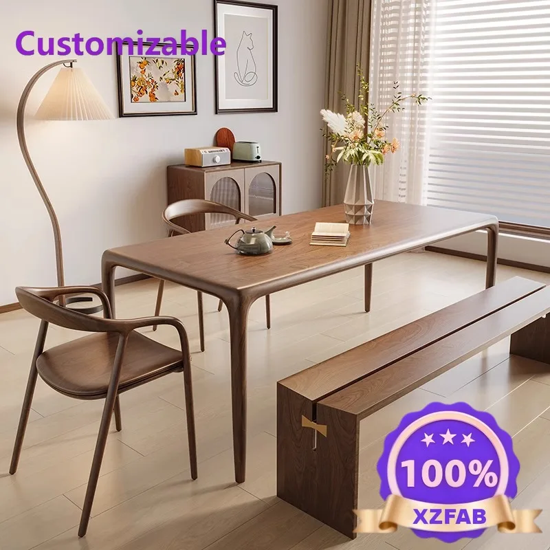 Factory Direct 2026 North American black walnut dining table Nordic style rectangular tablehome full tenon and mortise whole