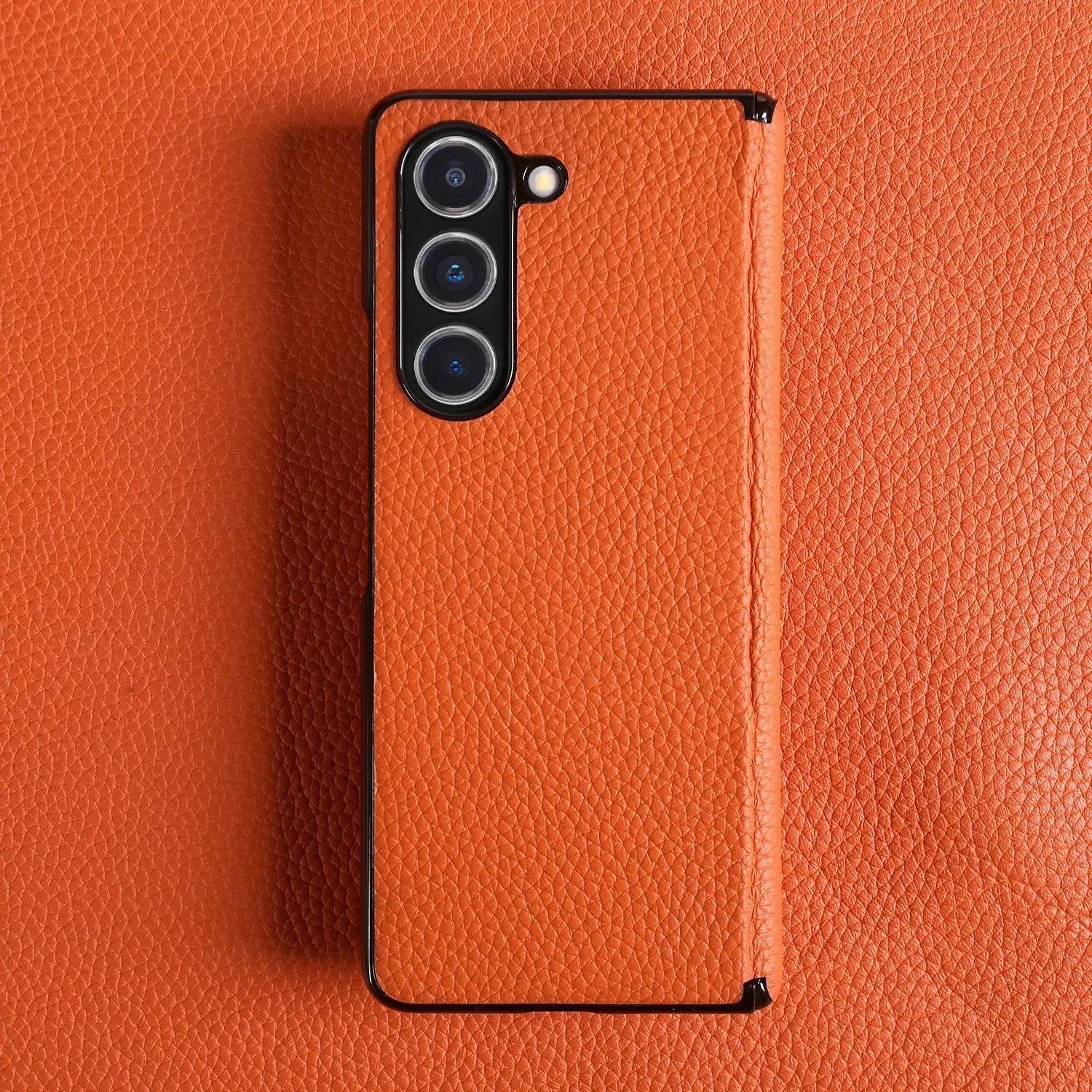 حافظة لهاتف سامسونج جالاكسي Z فولد 6 فولد 5 أغطية جلد طبيعي كابا واقية Etui Center Axis Back Coque Carcasa بدون جبهة