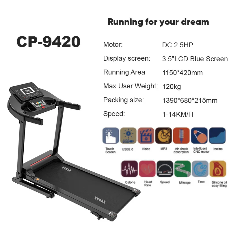 Hot Sale 120kg Max User Weight Fitness Electric Manual Foldable Treadmill for Home Gym Use Walking Treadmillpromote sales