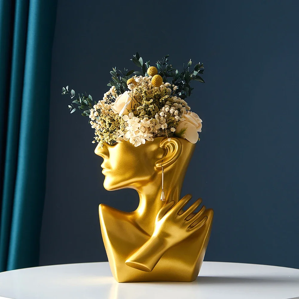 Minimalism Creative Nordic Style Modern Portrait Art Living Room Flower Arrangement Ceramic Personality Vase Home Decoration