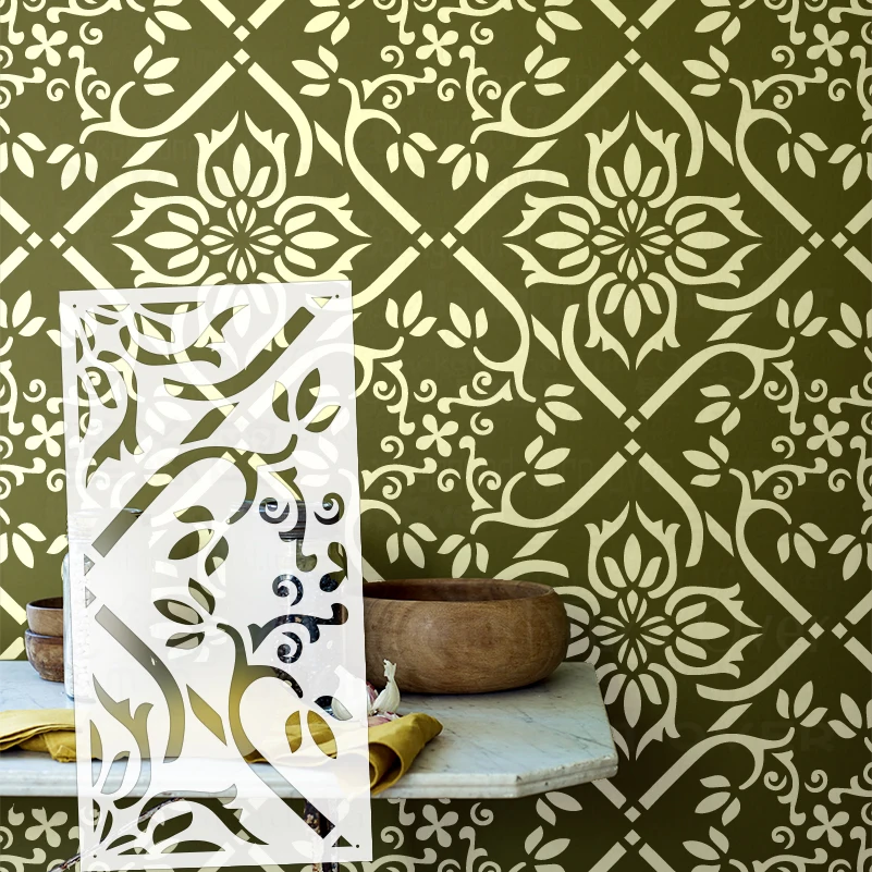 40cm - 80cm Stencil For Painting Wall Plaster Decor Template Furniture Makers To Paint Decors Damask Vintage Retro Luxious S397