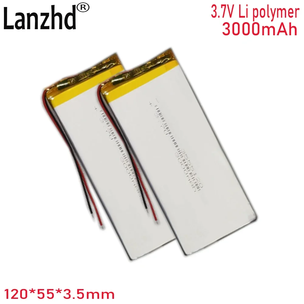 1-15PCS 3.7V Li polymer 3000mAh 3555120 For Learning machine tablet computer battery 3055120 3555125 3657122