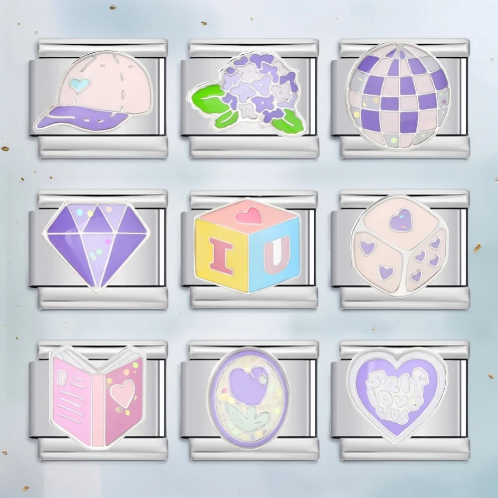 uring-y2k-Симпатичный-Светло-Фиолетовый-Кепка-Земля-Цветочные-Книги-Итальянский-Шарм-Звено-Подходит-для-браслета-из-нержавеющей-стали-9-мм-Изготовление-diy-Бисер-Ювелирные-Изделия